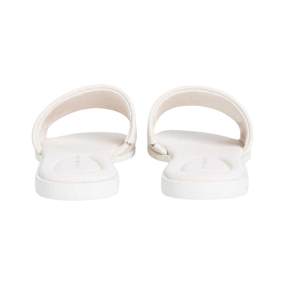 Soft Cream - Back - Tommy Hilfiger Womens-Ladies Logo Leather Flat Mule Sandals