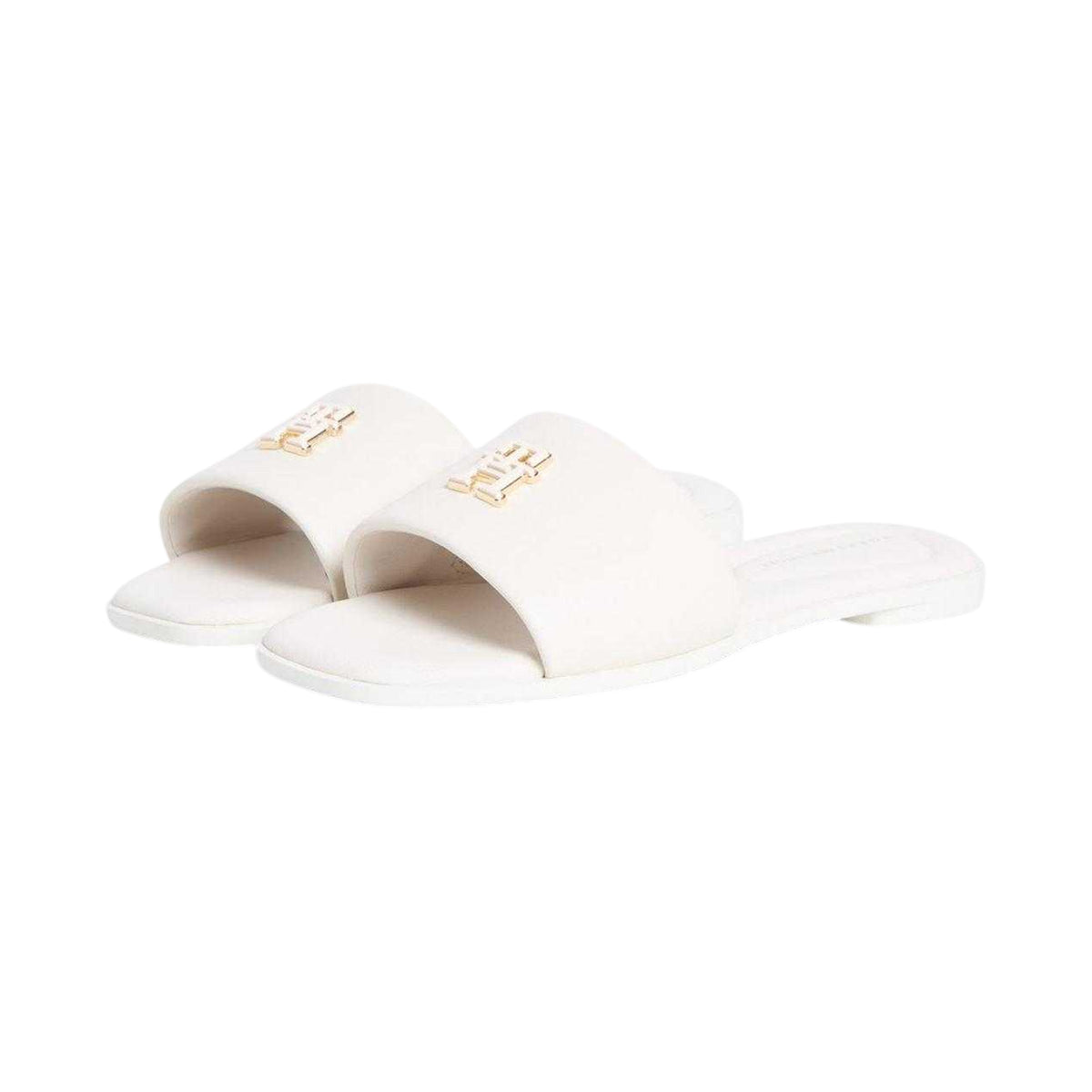 Soft Cream - Lifestyle - Tommy Hilfiger Womens-Ladies Logo Leather Flat Mule Sandals