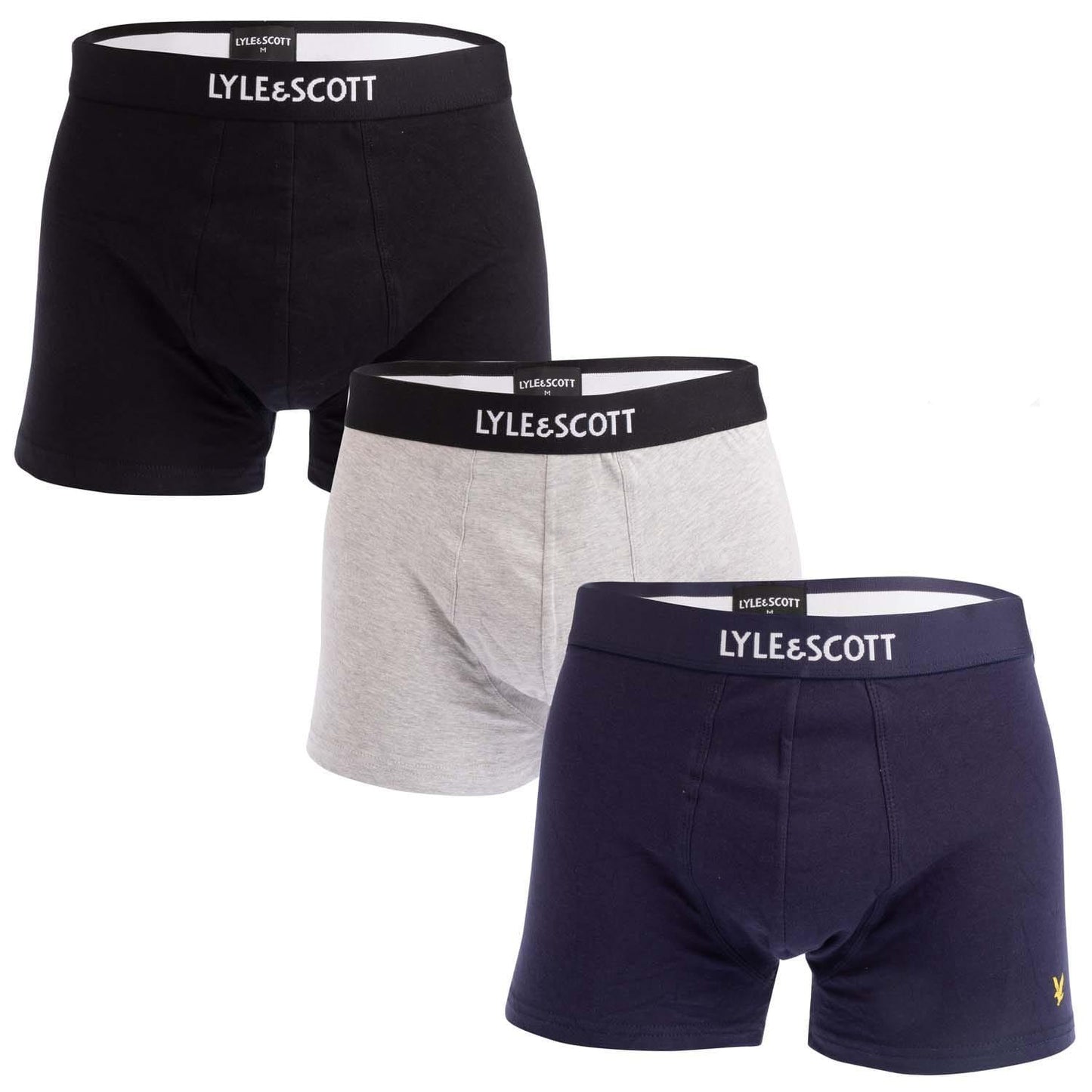 Black-Grey-Navy - Front - Lyle & Scott Mens Devon Boxer Shorts (Pack of 3)