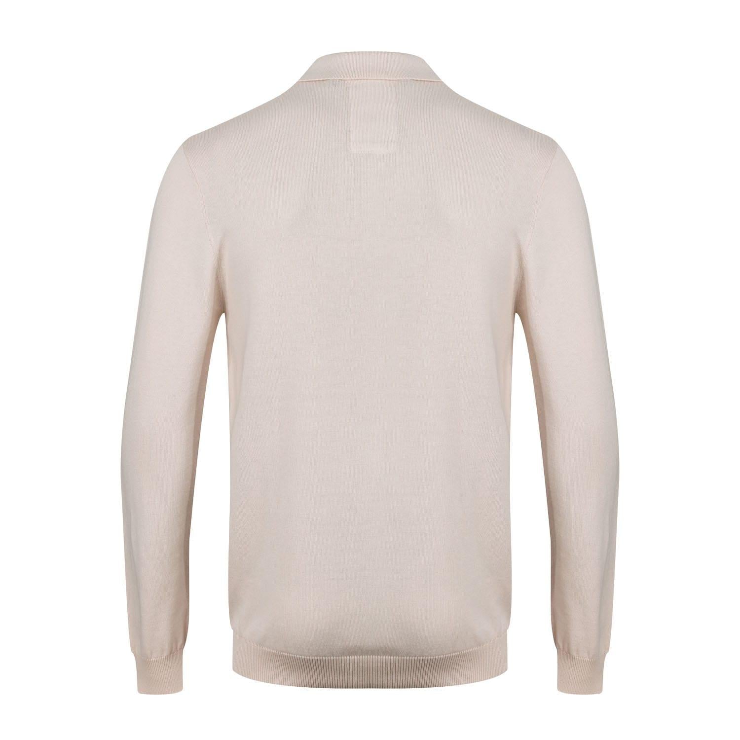 Beige - Back - Luke 1977 Mens Venice Knitted Long-Sleeved Polo Shirt