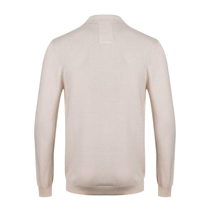Beige - Back - Luke 1977 Mens Venice Knitted Long-Sleeved Polo Shirt