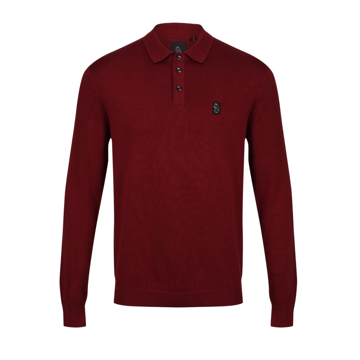Red - Front - Luke 1977 Mens Venice Knitted Long-Sleeved Polo Shirt