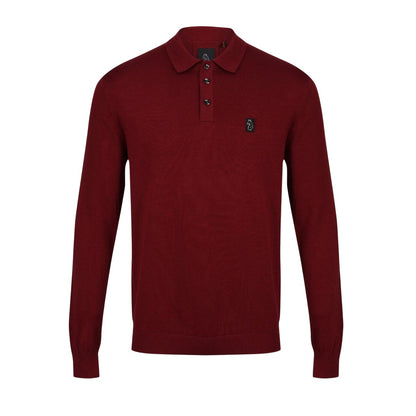 Red - Front - Luke 1977 Mens Venice Knitted Long-Sleeved Polo Shirt