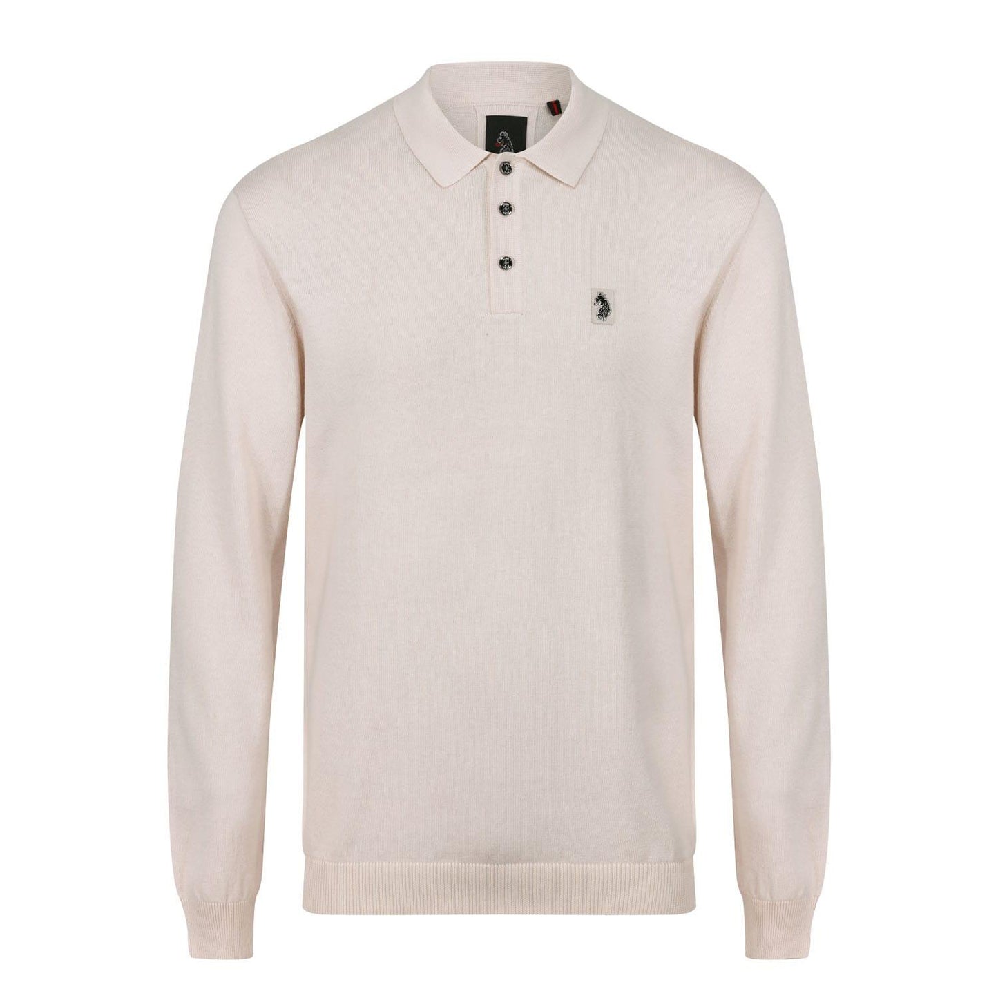 Beige - Front - Luke 1977 Mens Venice Knitted Long-Sleeved Polo Shirt