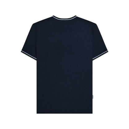 Navy-White-Green - Back - Lambretta Mens Twin Tip Pique Regular T-Shirt