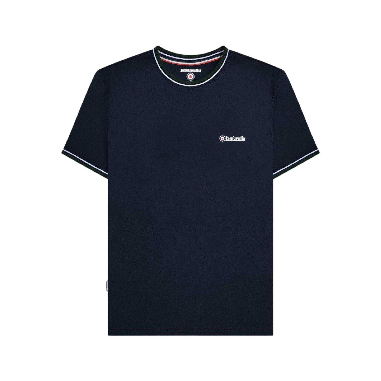 Navy-White-Green - Front - Lambretta Mens Twin Tip Pique Regular T-Shirt