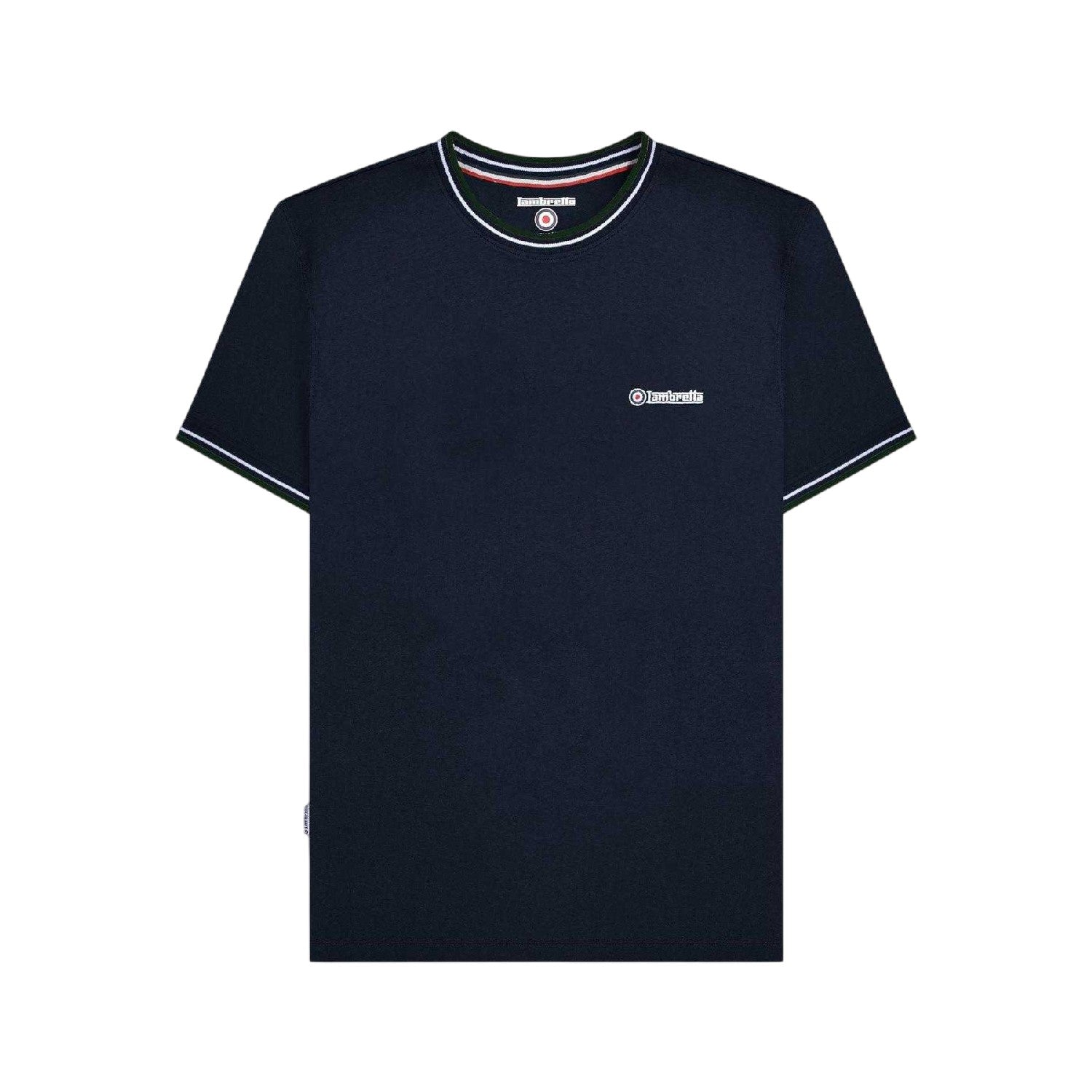 Navy-White-Green - Front - Lambretta Mens Twin Tip Pique Regular T-Shirt