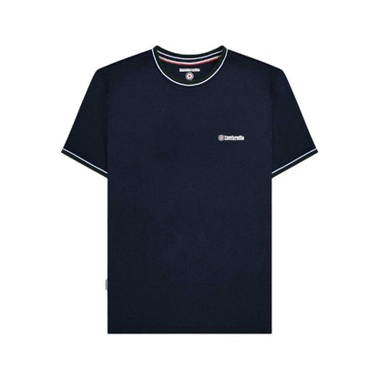 Navy-White-Green - Front - Lambretta Mens Twin Tip Pique Regular T-Shirt