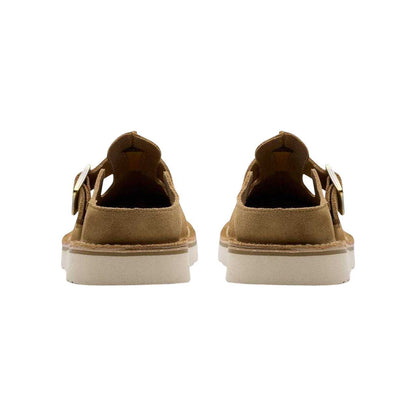 Dark Sand - Back - Clarks Womens-Ladies Solsbury Suede Flat Mules