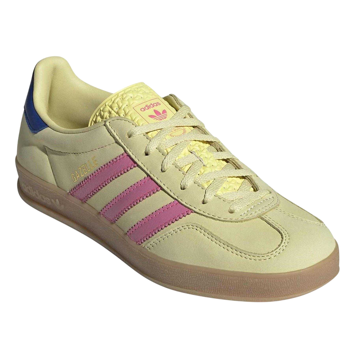 Yellow-Pink - Pack Shot - Adidas Womens-Ladies Gazelle Retro Suede Trainers