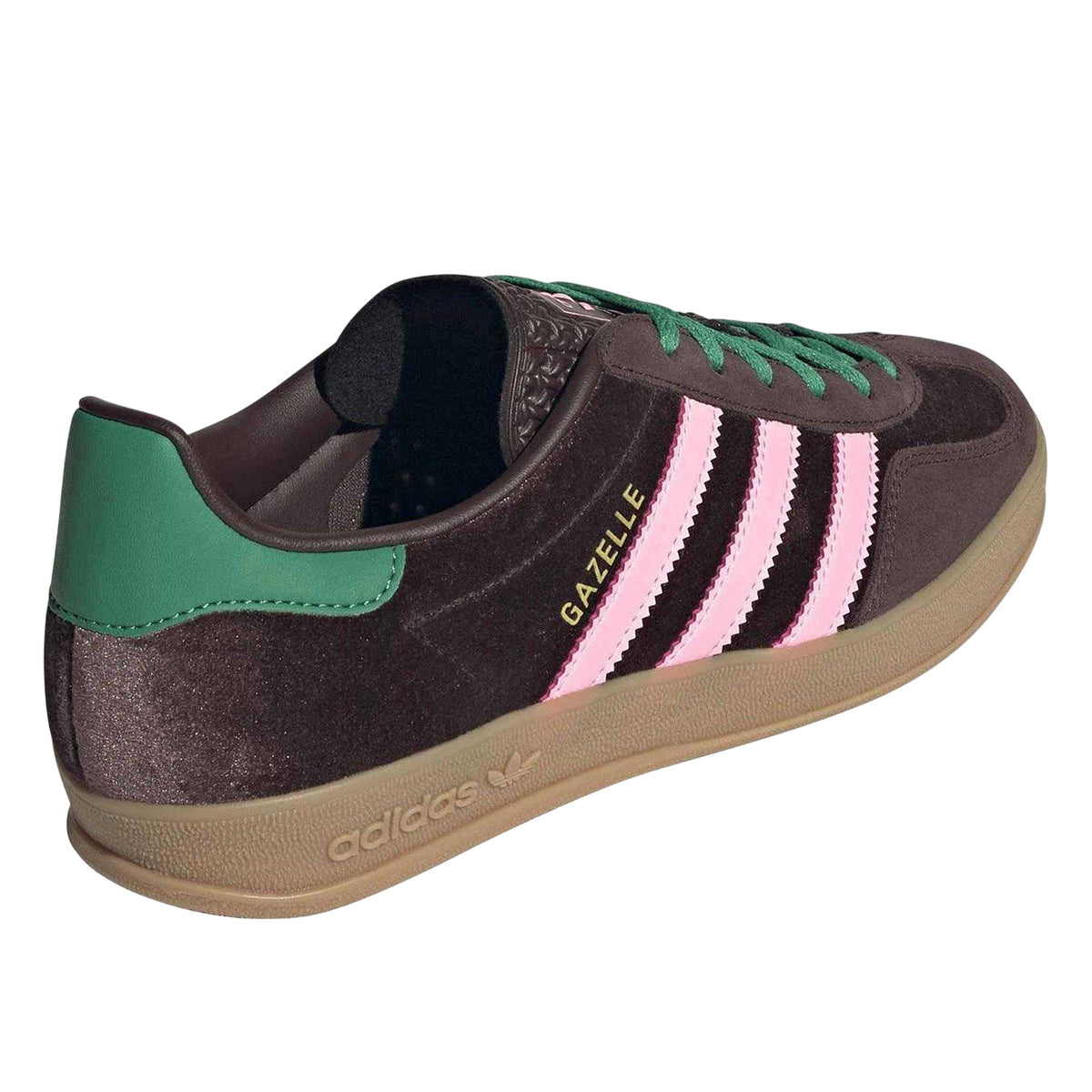 Brown-Pink - Back - Adidas Womens-Ladies Gazelle Retro Suede Trainers