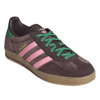 Brown-Pink - Pack Shot - Adidas Womens-Ladies Gazelle Retro Suede Trainers