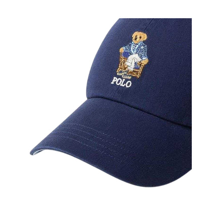 Navy - Side - Ralph Lauren Polo Bear Leather Strap Cap
