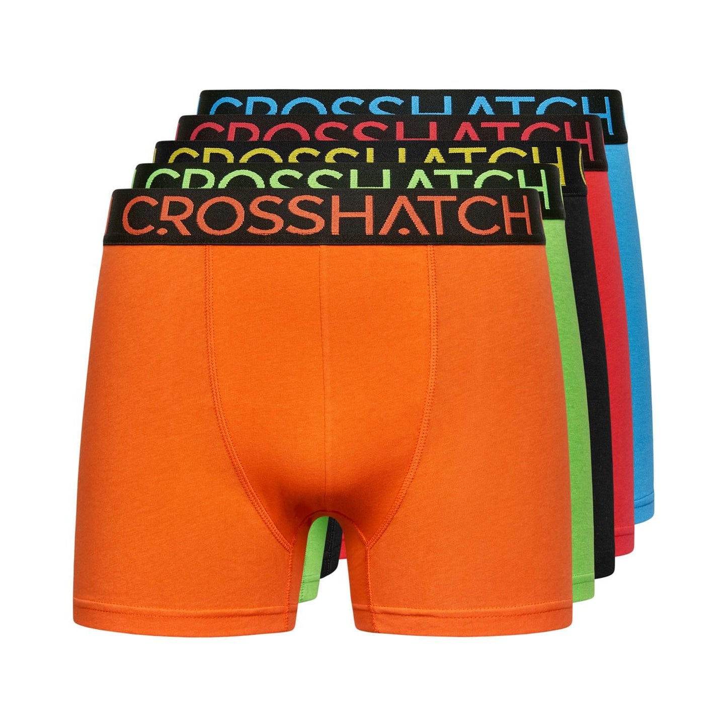 Multicoloured - Front - Crosshatch Mens Highlighter Boxer Shorts (Pack of 5)