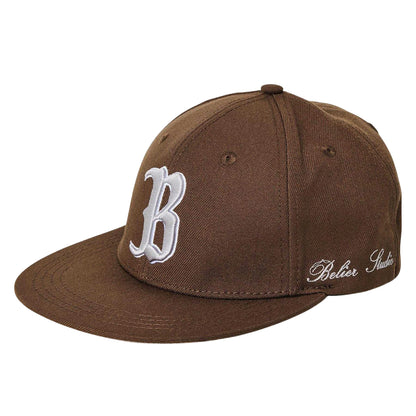 Brown - Front - Initial Mens Embroidered Logo Baseball Cap