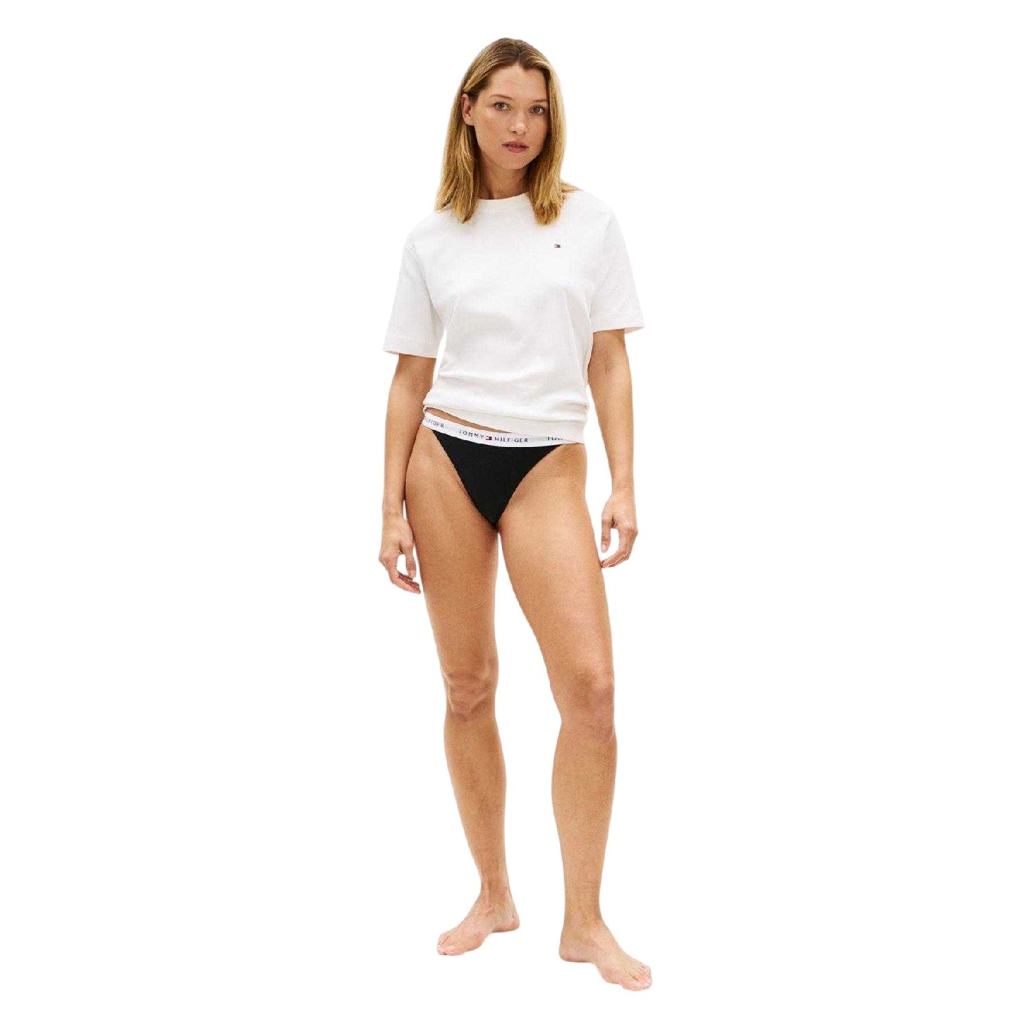 Pink-Blue-White - Side - Tommy Hilfiger Womens-Ladies Contrast Detail Thong (Pack of 5)