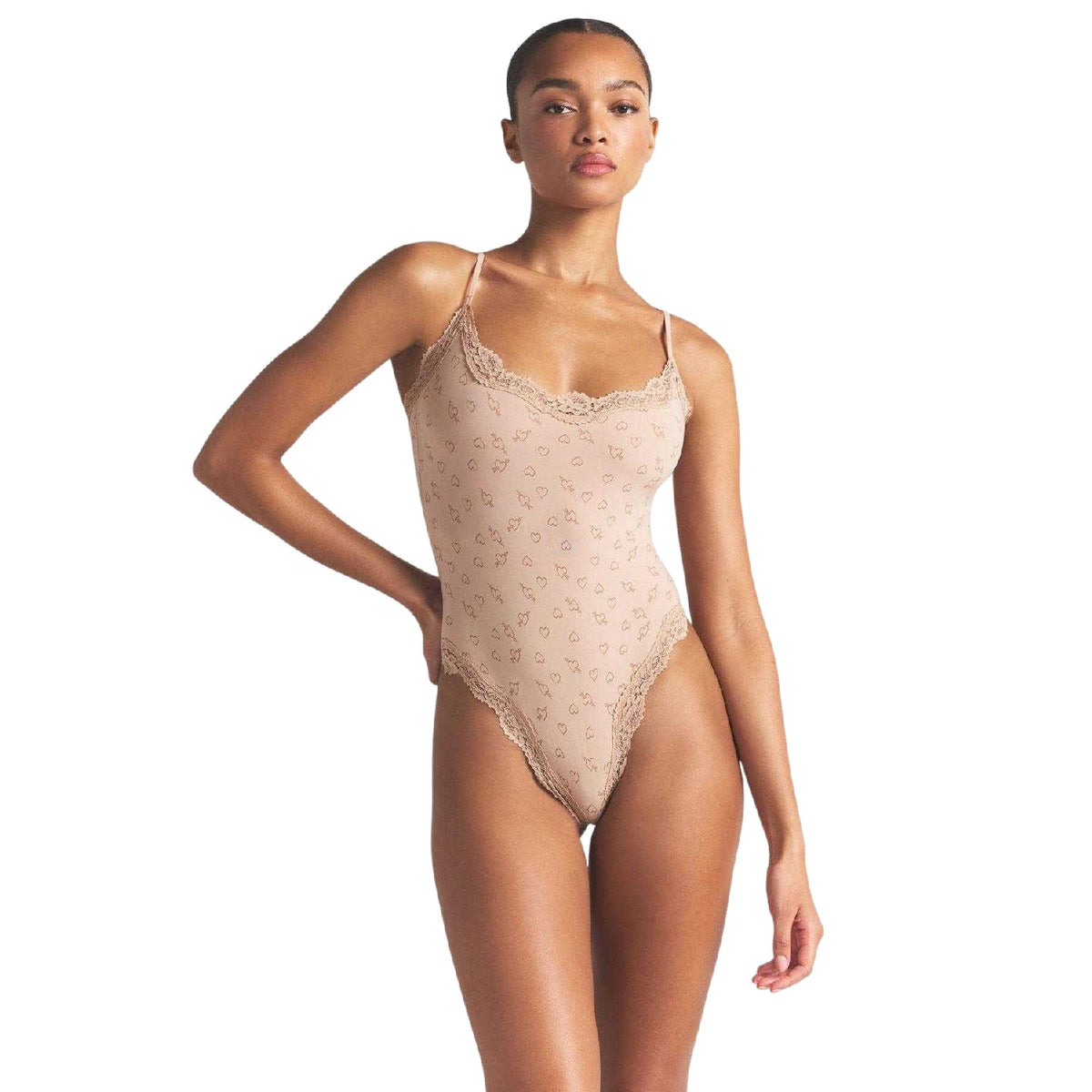 Mica - Side - Skims Womens-Ladies Hearts Lace Trim Bodysuit