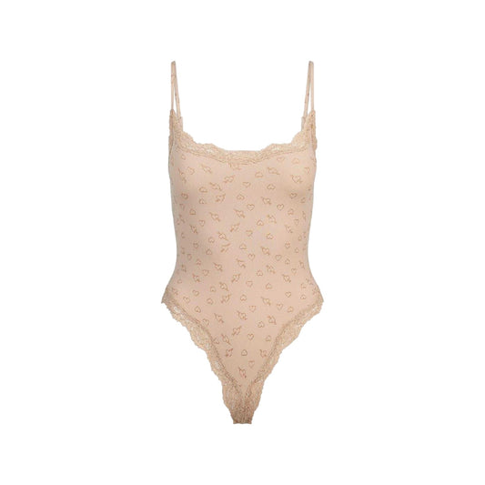 Mica - Front - Skims Womens-Ladies Hearts Lace Trim Bodysuit