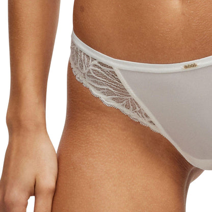 White - Side - Boss Womens-Ladies Logo Lace Detail Brazilian Briefs