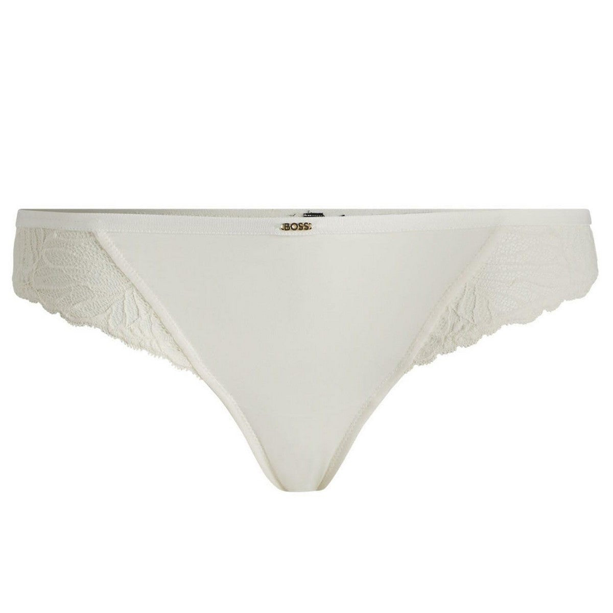 White - Front - Boss Womens-Ladies Logo Lace Detail Brazilian Briefs