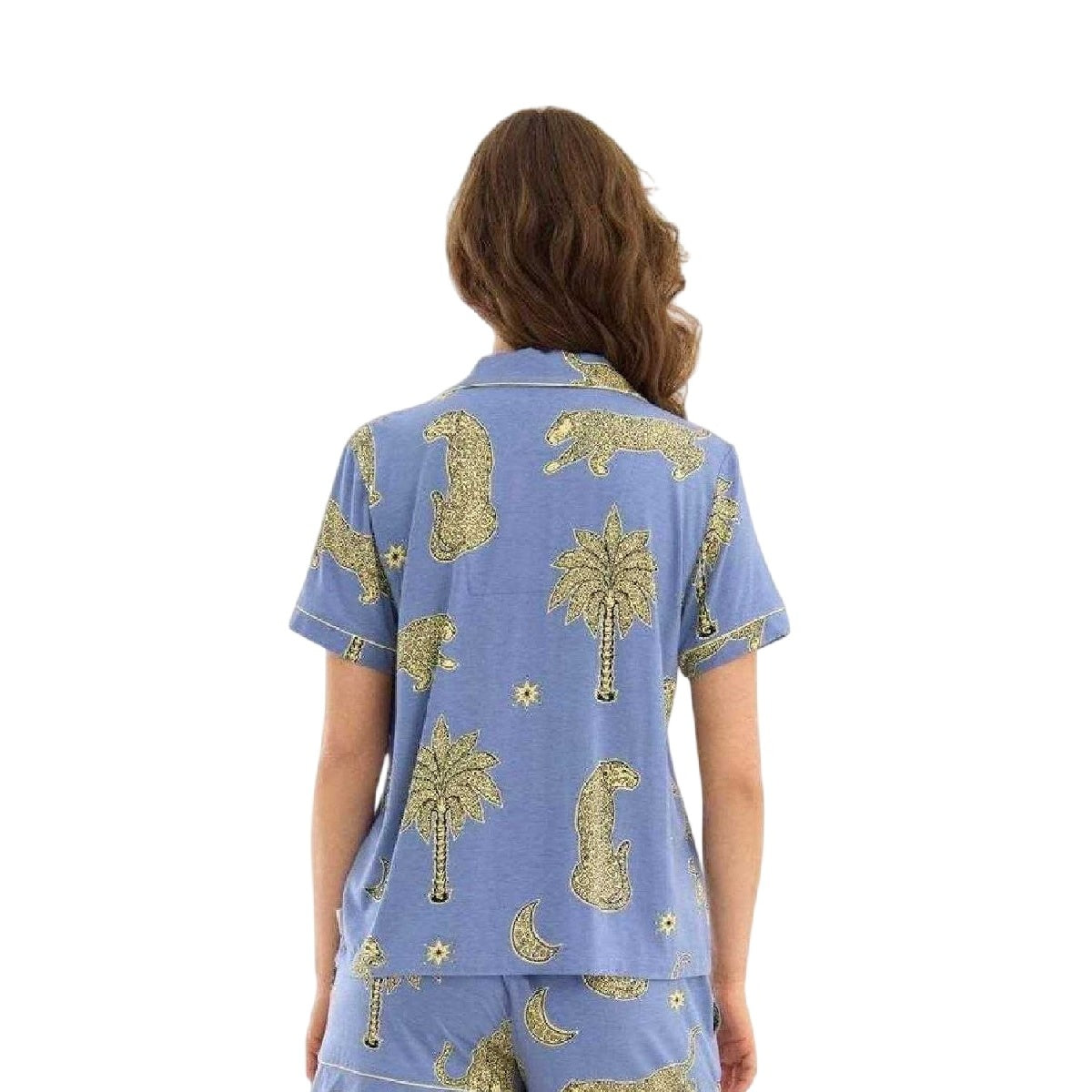 Leopard-Sun - Back - Chelsea Peers Womens-Ladies Short Pyjama Set