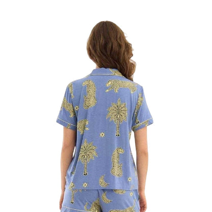 Leopard-Sun - Back - Chelsea Peers Womens-Ladies Short Pyjama Set