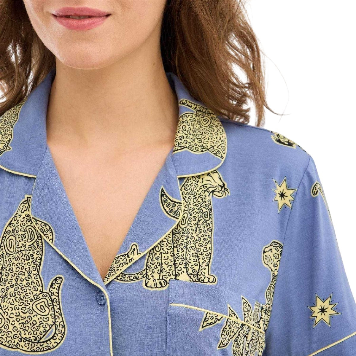 Leopard-Sun - Side - Chelsea Peers Womens-Ladies Short Pyjama Set