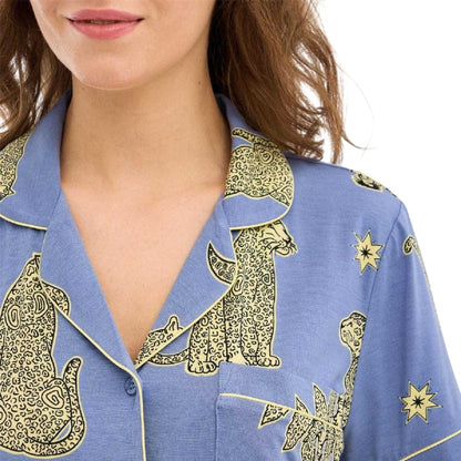 Leopard-Sun - Side - Chelsea Peers Womens-Ladies Short Pyjama Set