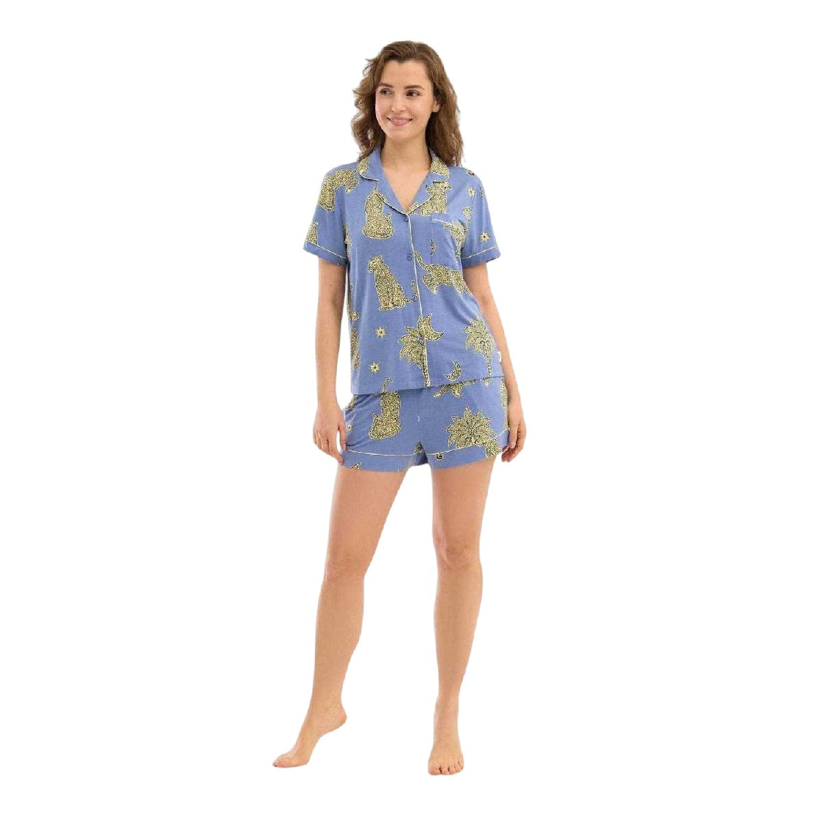 Leopard-Sun - Lifestyle - Chelsea Peers Womens-Ladies Short Pyjama Set