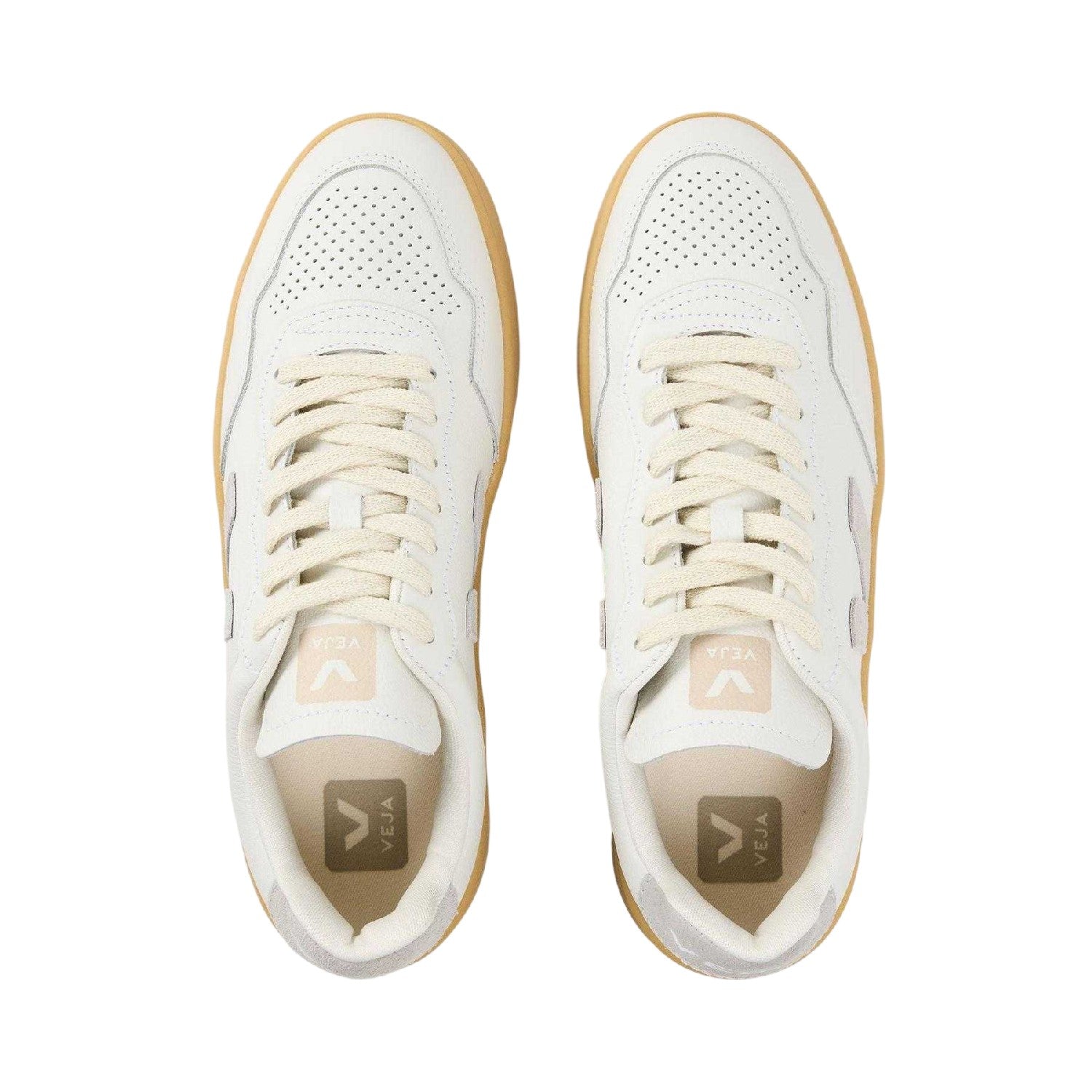 White-Grey - Side - Veja Womens-Ladies Bastle Leather Court Trainers