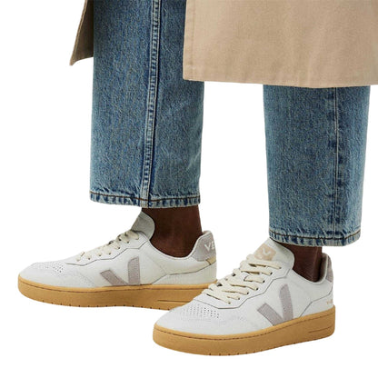 White-Grey - Lifestyle - Veja Womens-Ladies Bastle Leather Court Trainers