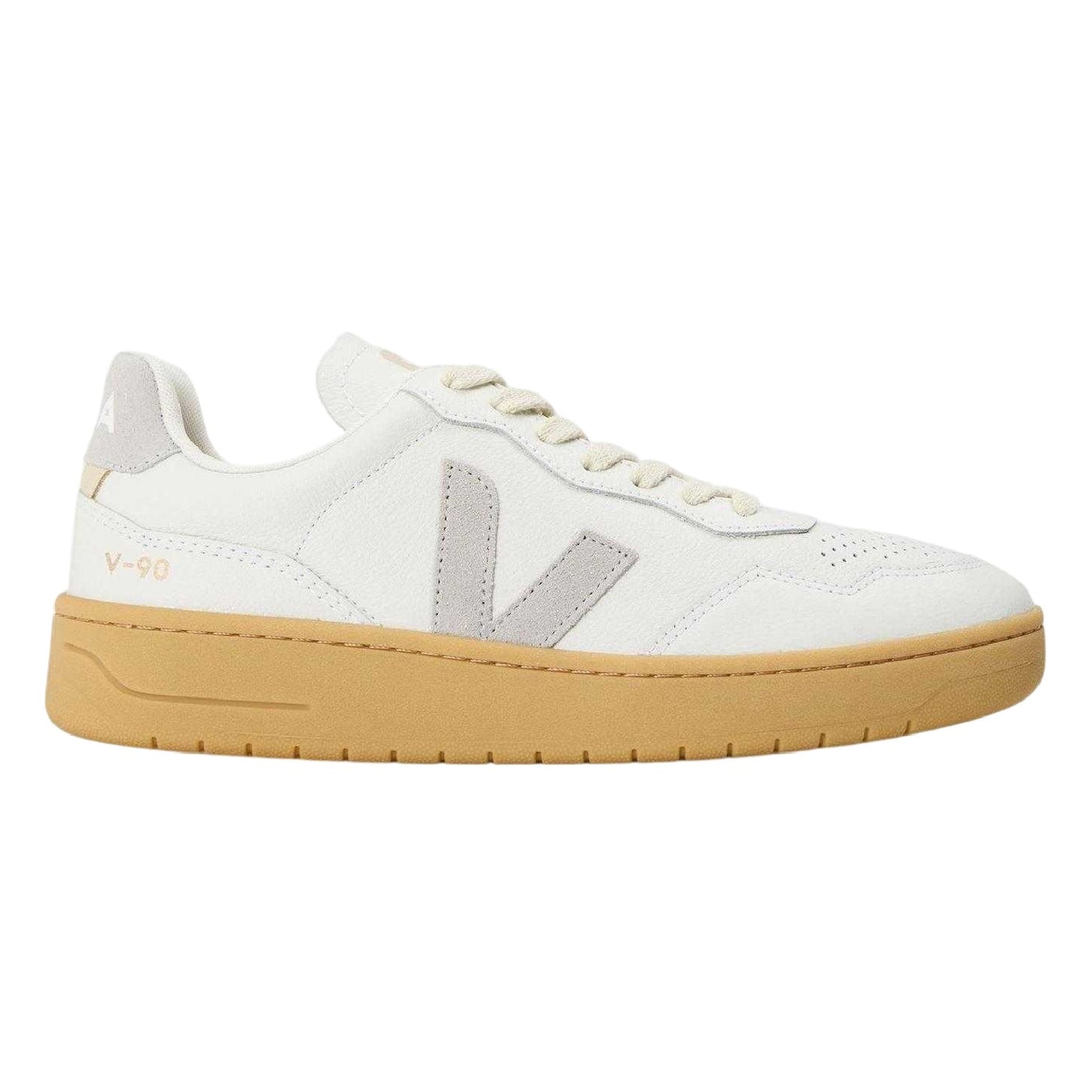 White-Grey - Front - Veja Womens-Ladies Bastle Leather Court Trainers