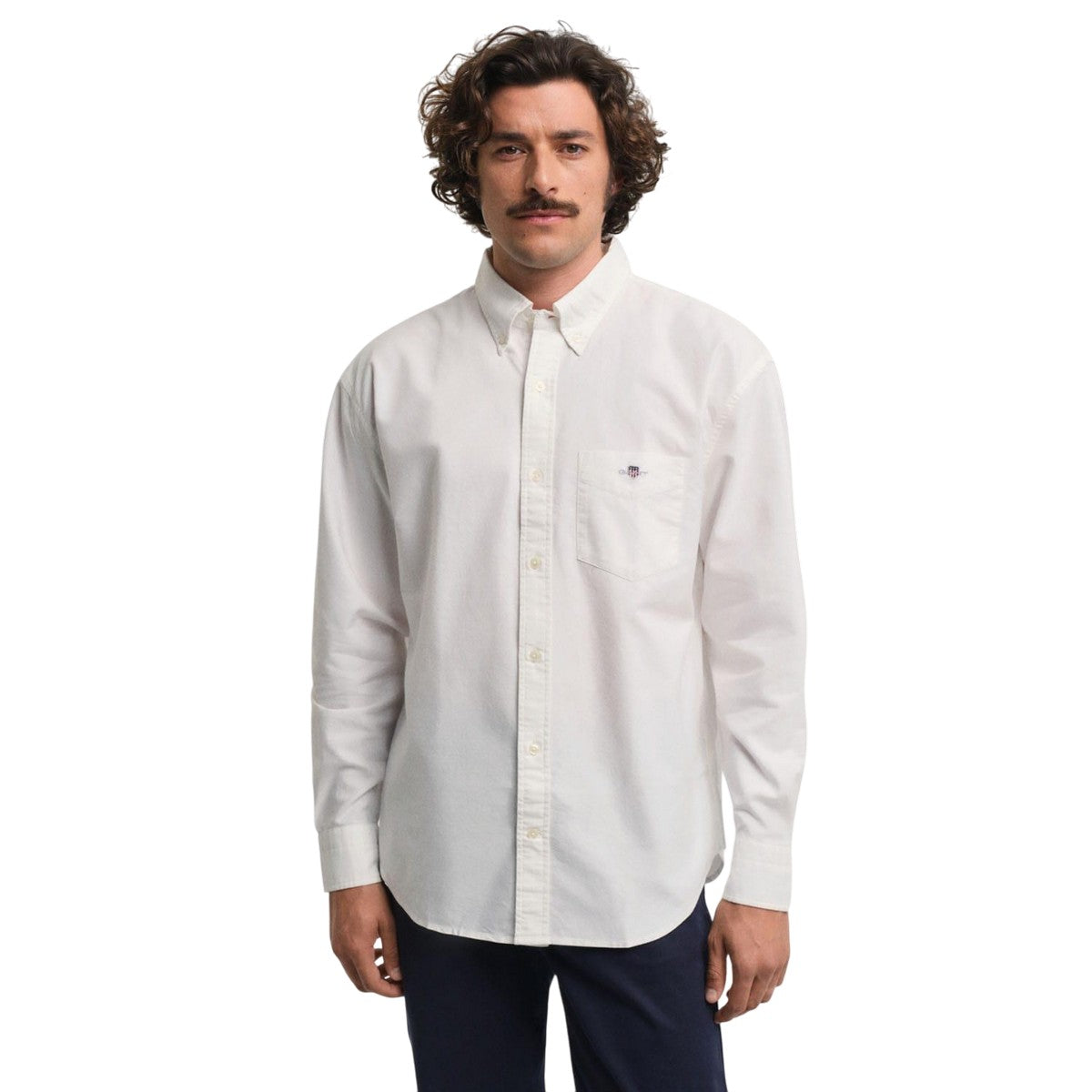 White - Front - Gant Mens Oxford Relaxed Fit Shirt