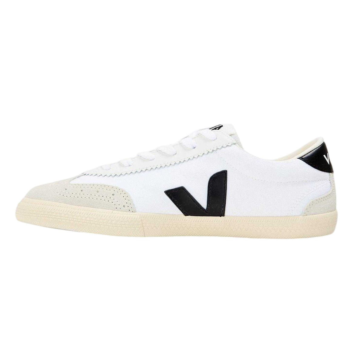 White-Black - Back - Veja Womens-Ladies Volley Contrast Logo Suede Trainers
