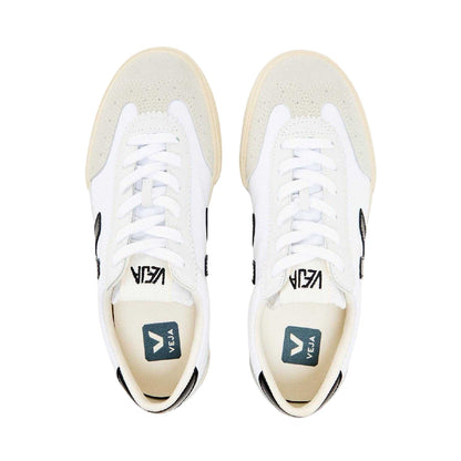 White-Black - Side - Veja Womens-Ladies Volley Contrast Logo Suede Trainers
