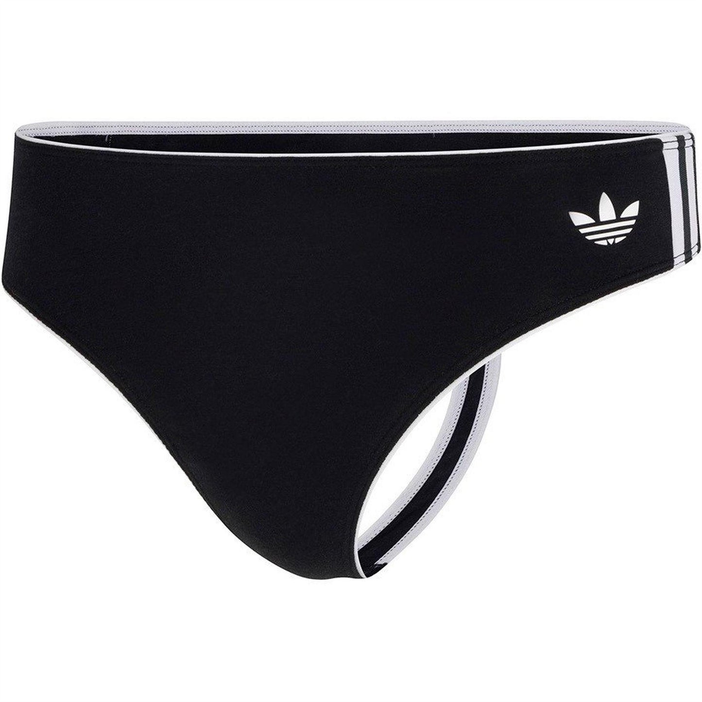 Black - Front - Adidas Womens-Ladies Originals Adicolor 3 Stripes Thong