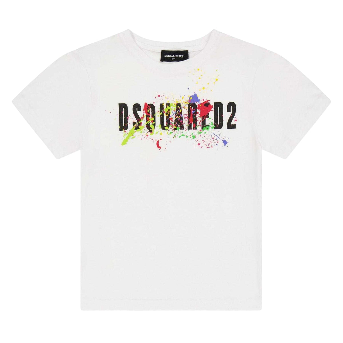 White - Front - DSquared2 Childrens-Kids Spray Paint Logo T-Shirt