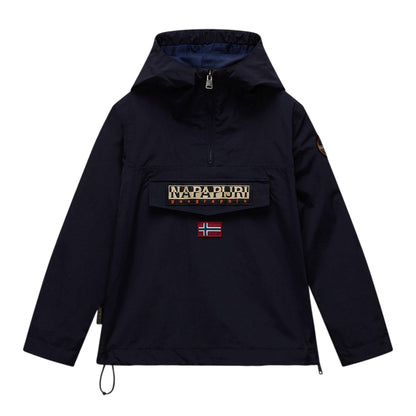Marine Blue - Front - Napapijri Childrens-Kids Solid Water Repellent Hooded Jacket