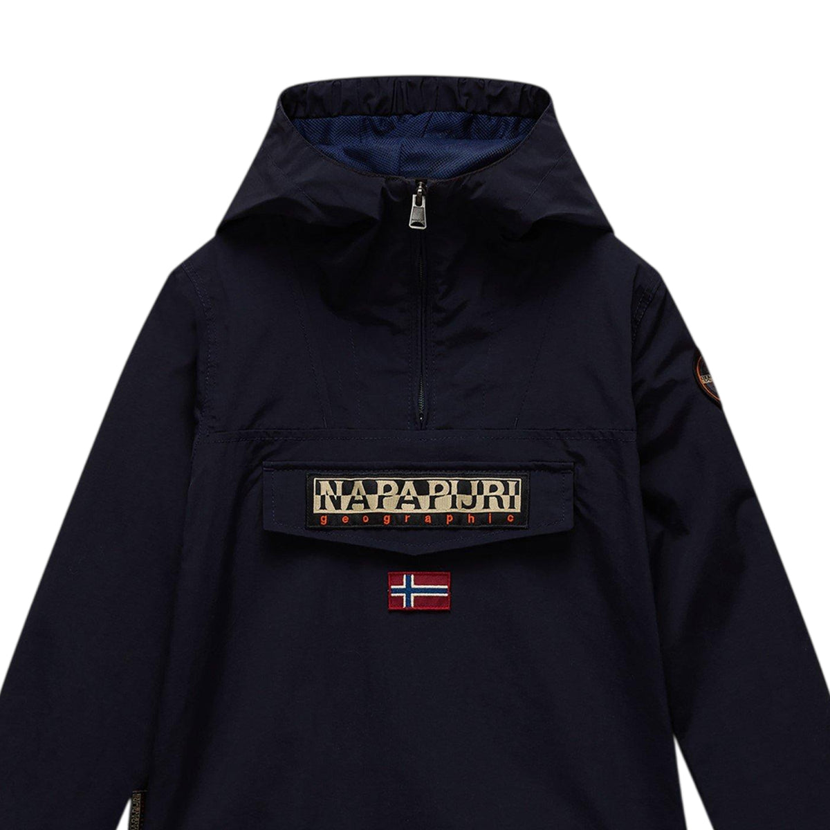 Marine Blue - Side - Napapijri Childrens-Kids Solid Water Repellent Hooded Jacket