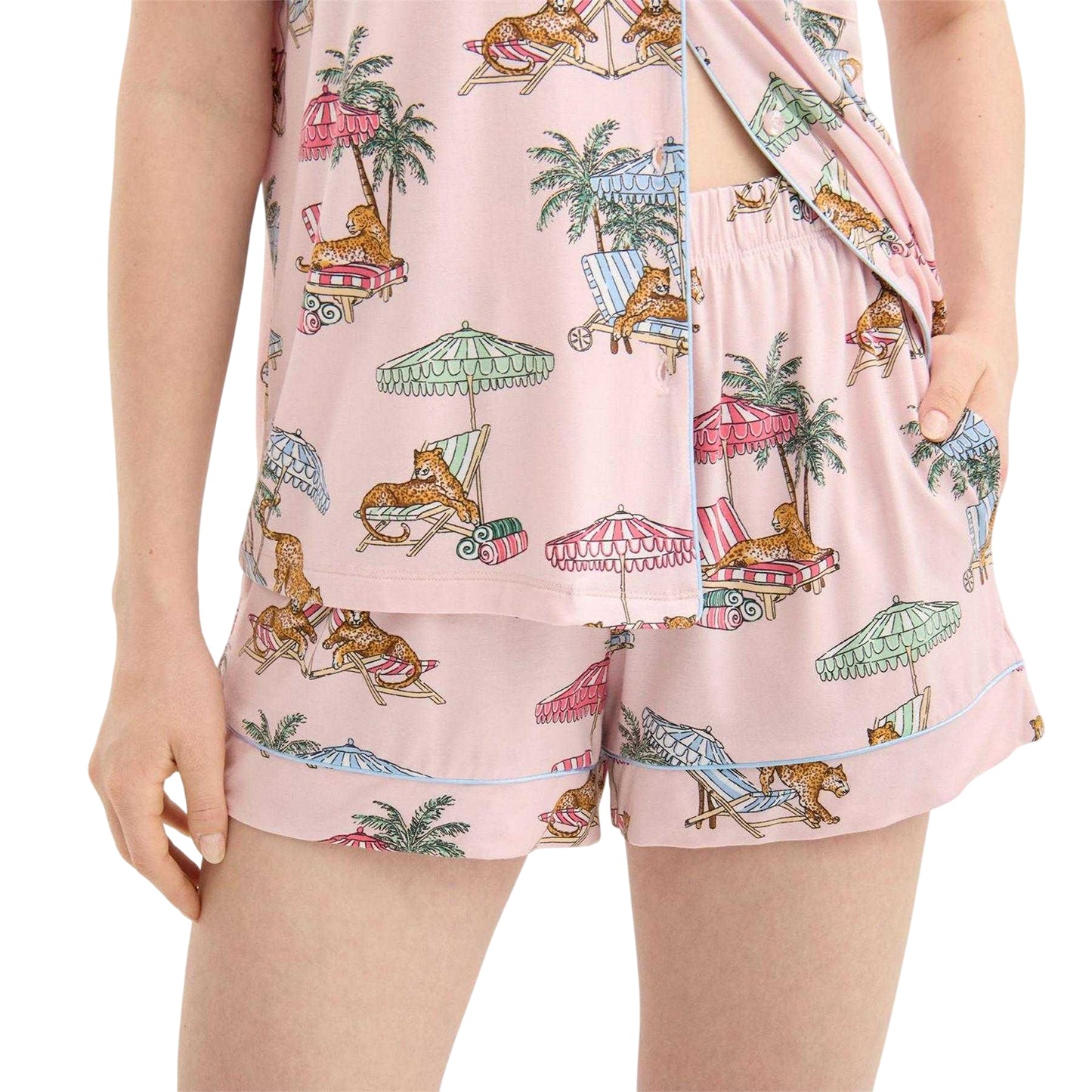 Pink-Multicoloured - Side - Chelsea Peers Womens-Ladies Short Pyjama Set
