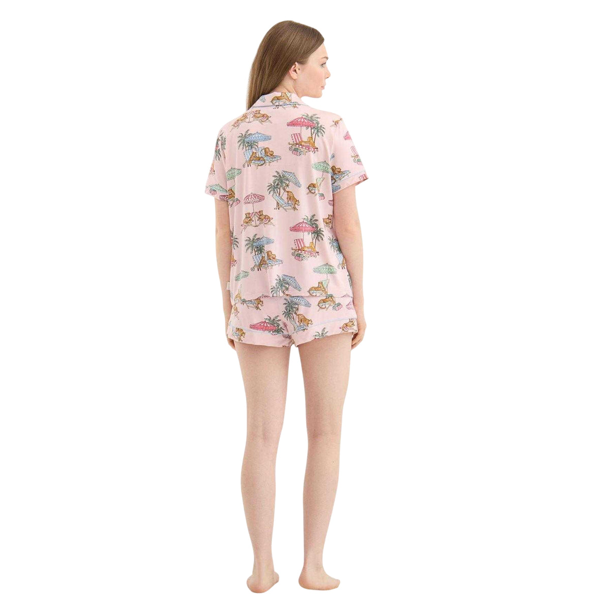 Pink-Multicoloured - Pack Shot - Chelsea Peers Womens-Ladies Short Pyjama Set