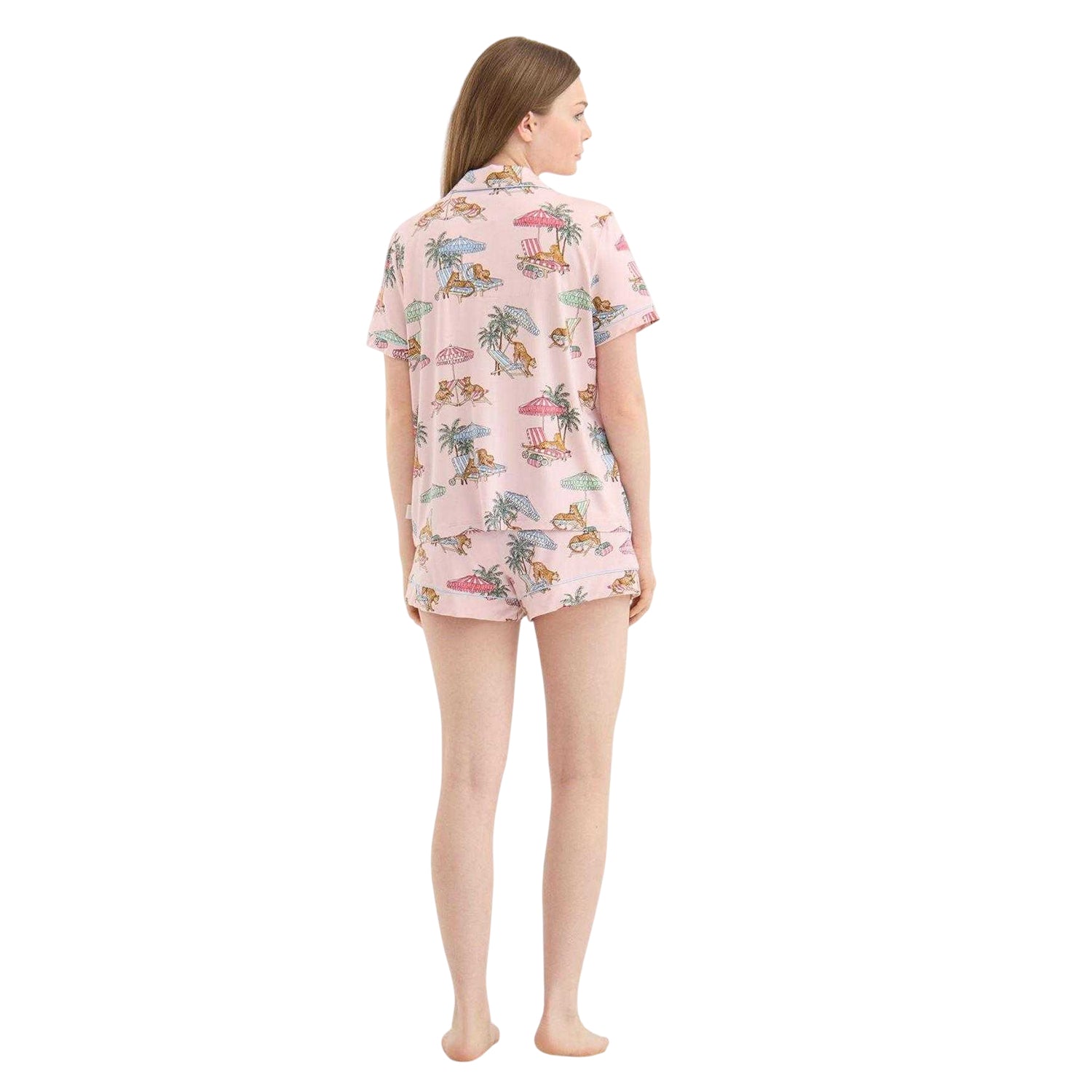 Pink-Multicoloured - Pack Shot - Chelsea Peers Womens-Ladies Short Pyjama Set