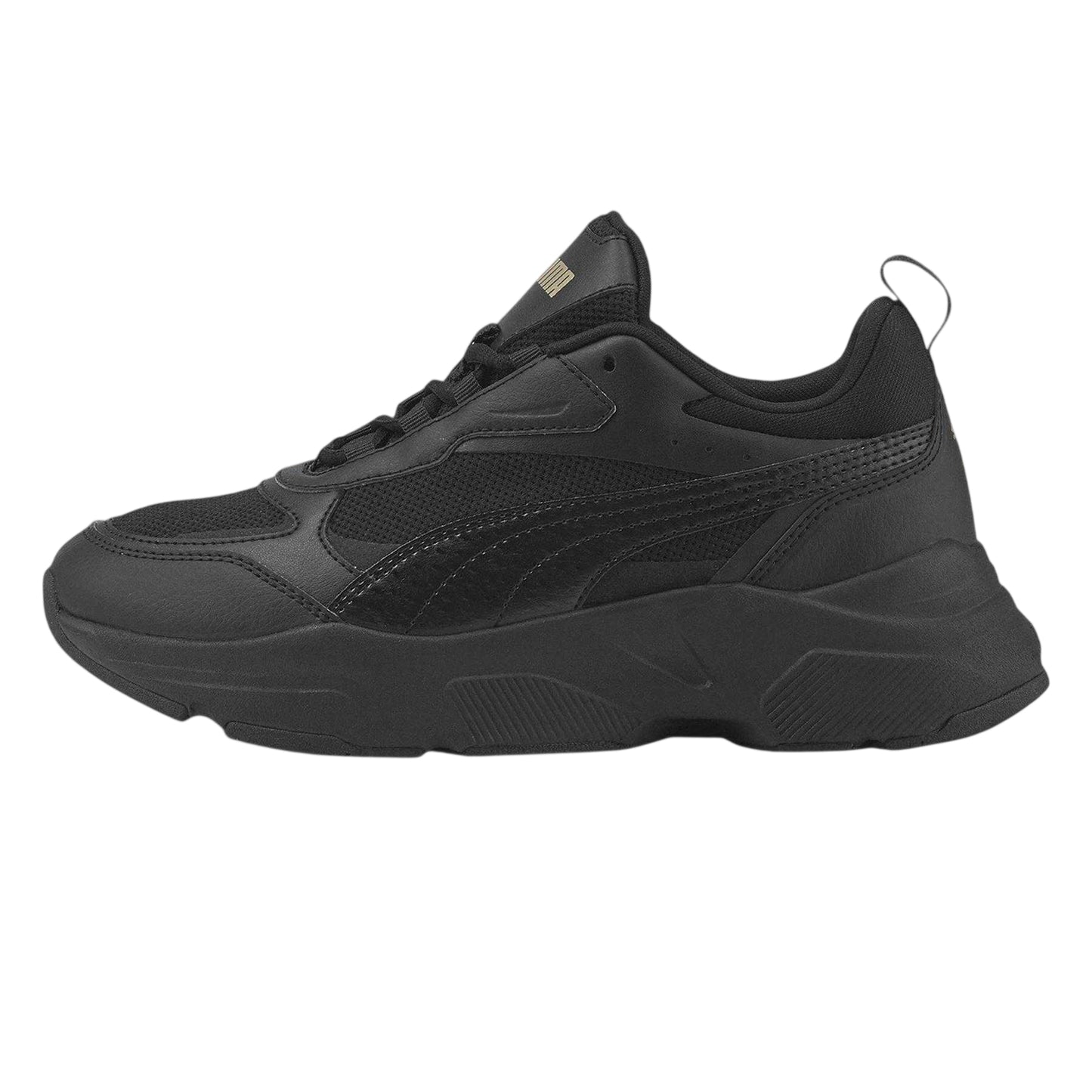 Black-Gold - Back - Puma Womens-Ladies Cassia Leather Trainers