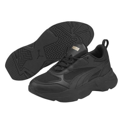 Black-Gold - Lifestyle - Puma Womens-Ladies Cassia Leather Trainers