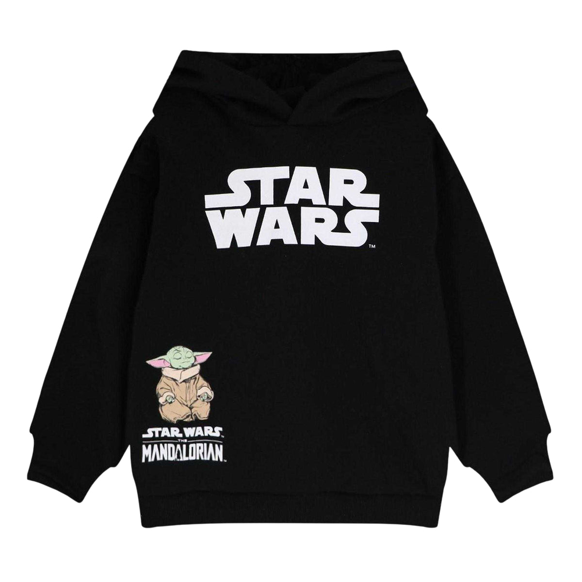 Black - Front - Star Wars: The Mandalorian Childrens-Kids Grogu Back Print Hoodie