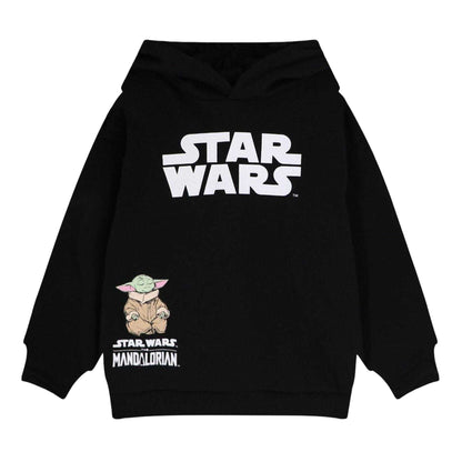 Black - Front - Star Wars: The Mandalorian Childrens-Kids Grogu Back Print Hoodie