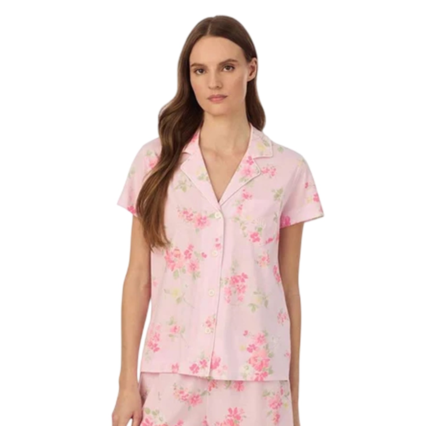 Pink - Front - Ralph Lauren Womens-Ladies Floral Short Pyjama Set