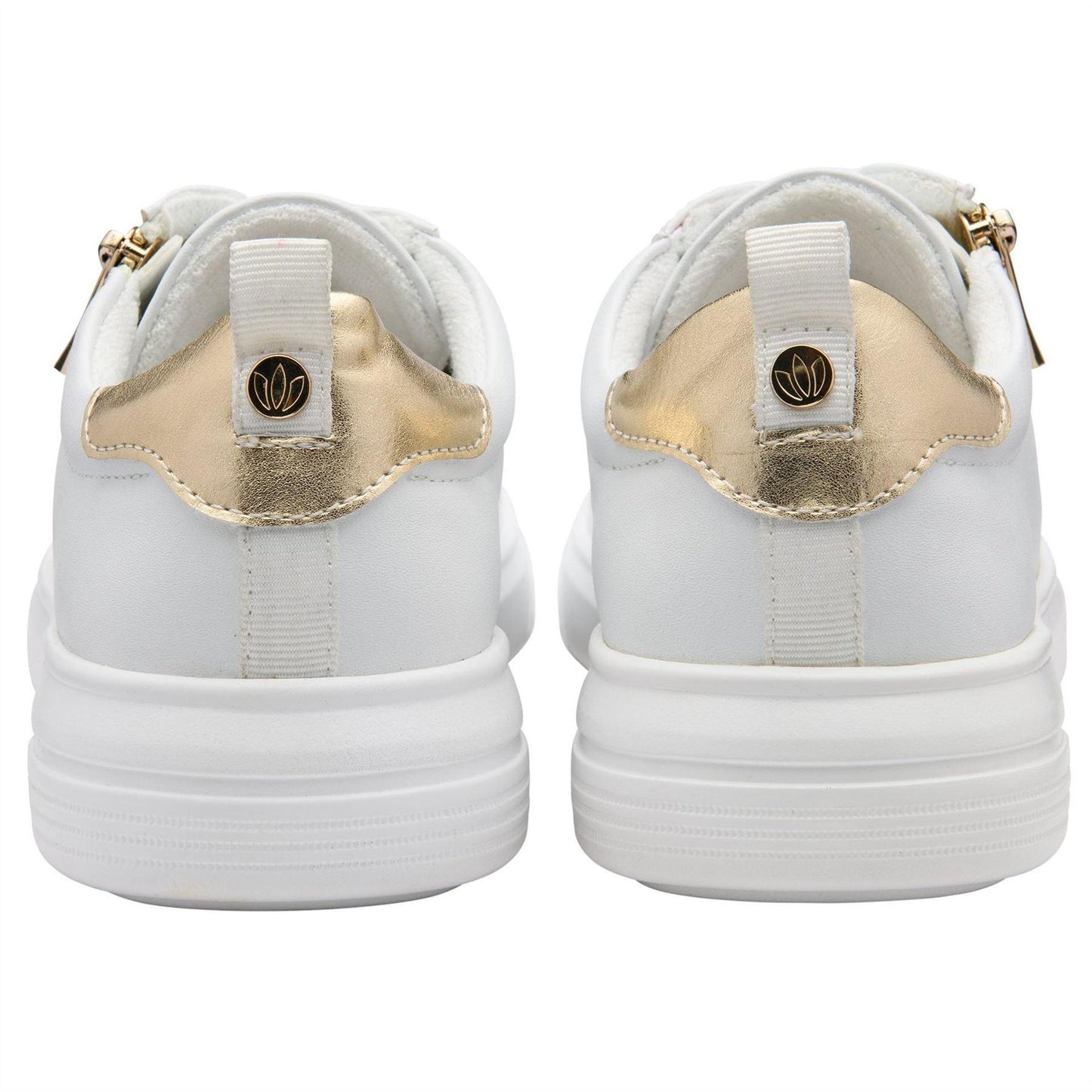 White - Back - Lotus Shoes Womens-Ladies Alessia Zip Trainers
