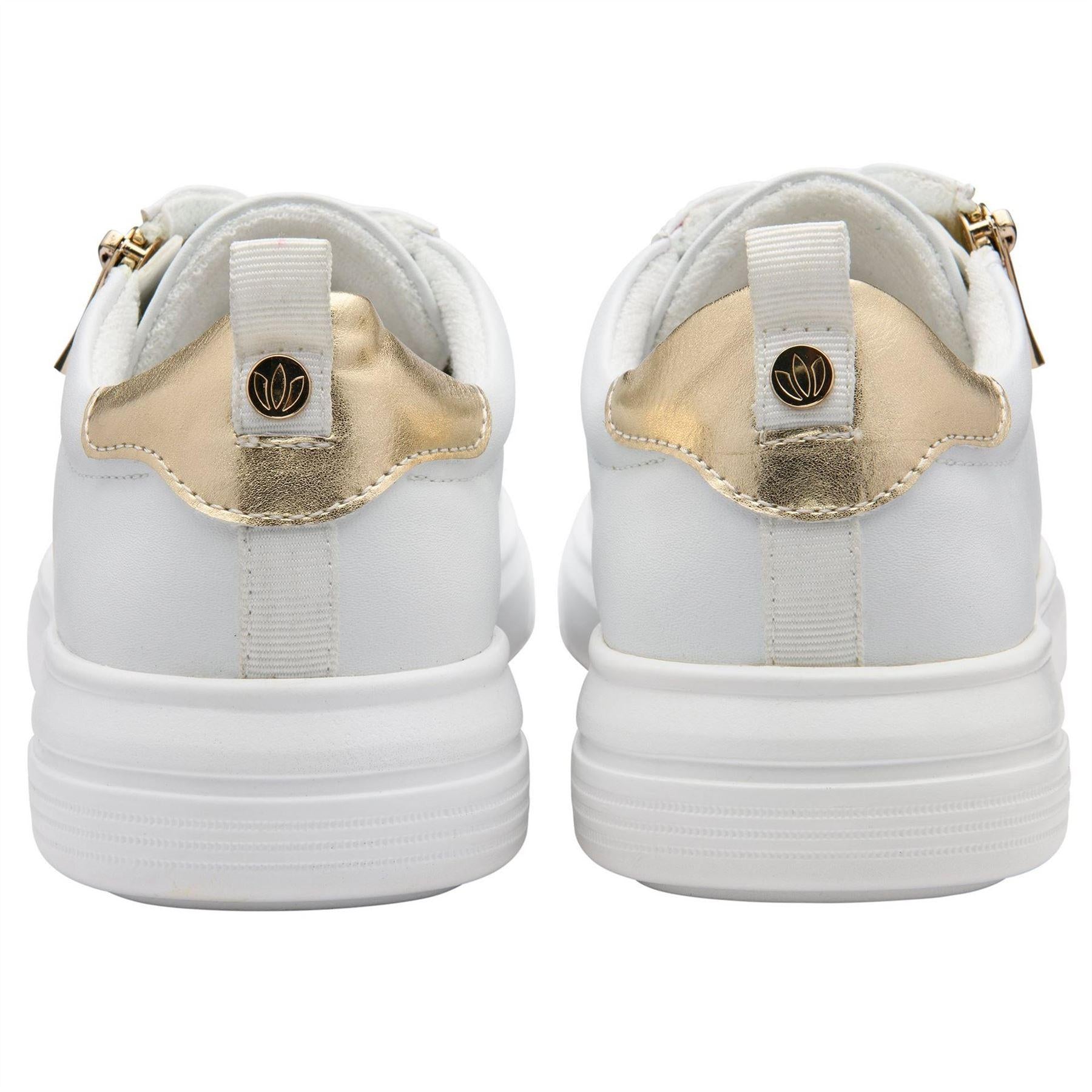 White - Back - Lotus Shoes Womens-Ladies Alessia Zip Trainers