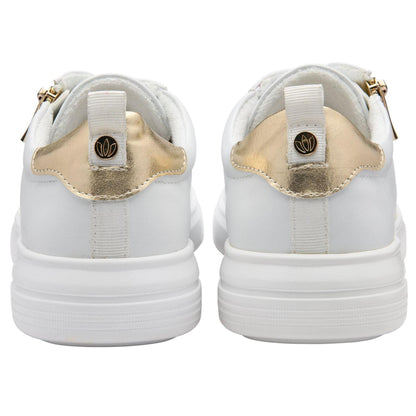 White - Back - Lotus Shoes Womens-Ladies Alessia Zip Trainers